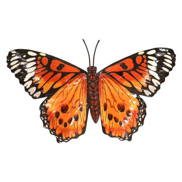 Wall Art Large Butterfly Orange Metal Flapping Wings