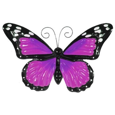 Wall Art Large Butterfly Purple Metal Flapping Wings