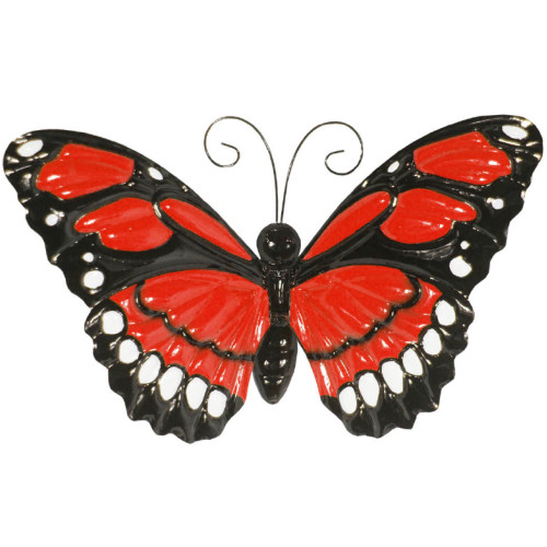Wall Art Large Butterfly Red Metal Flapping Wings