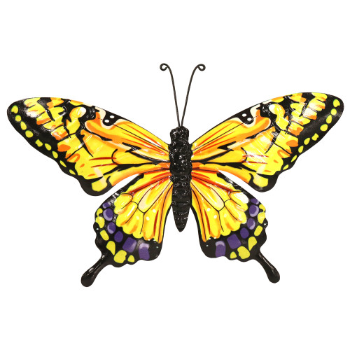 Wall Art Large Butterfly Yellow Metal
