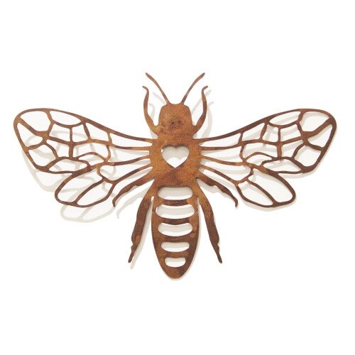 Wall Art Silhouette Bee Rusted Metal - image 1