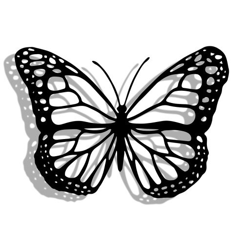 Wall Art Silhouette Butterfly Black Metal