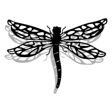 Wall Art Silhouette Dragonfly Black Metal