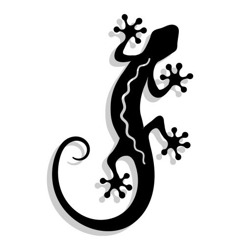 Wall Art Silhouette Gecko Black Metal