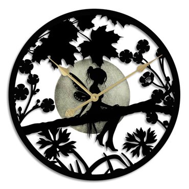 Wall Clock Silhouette Fairy In Forest - image 2