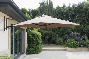 buy Wall Mounted Taupe Square Cantilever 2x2m Parasol and Cover
