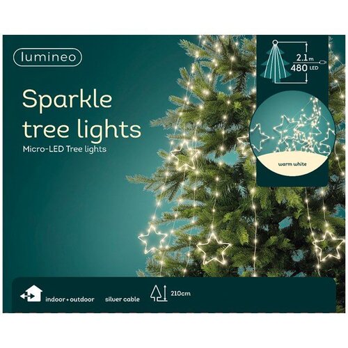 Warm White Micro-LED Sparkle Star Tree Lights (480) - image 1