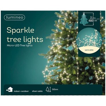 Warm White Micro-LED Sparkle Star Tree Lights (480) - image 1
