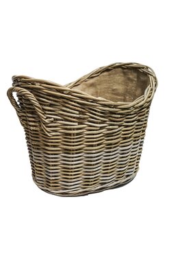 Wicker log basket oval lined 55cm