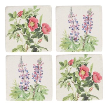 Wild Rose & Lupin Resin Coaster