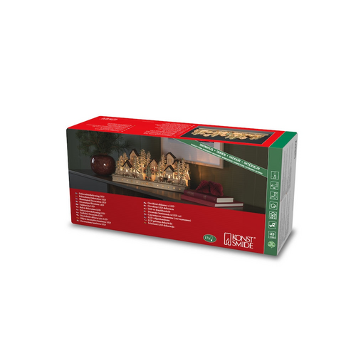 Wooden Festive Village Scene Light with Turning Tree - image 4