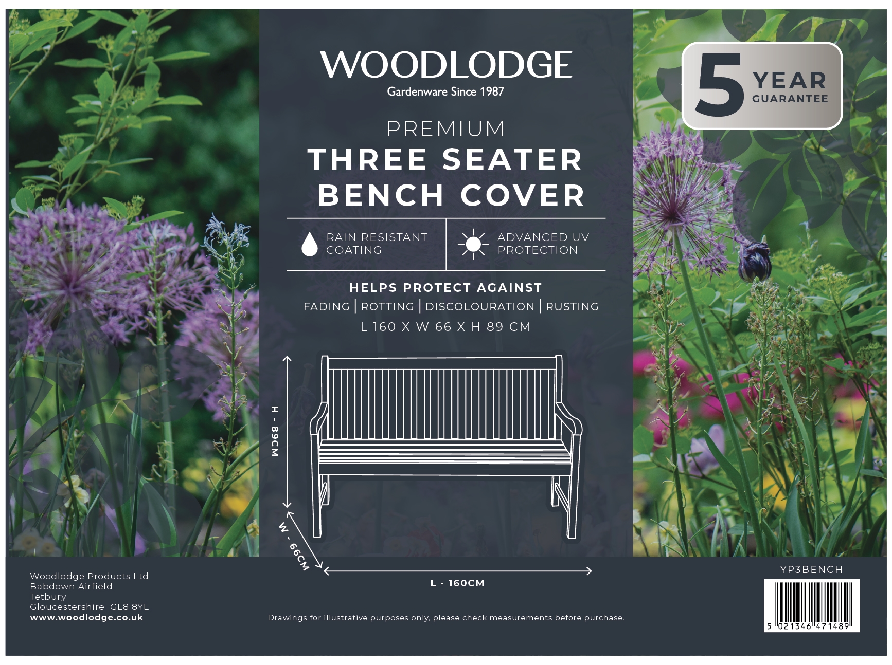 Woodlodge 3 Seater Bench Cover Stewarts Garden Centre