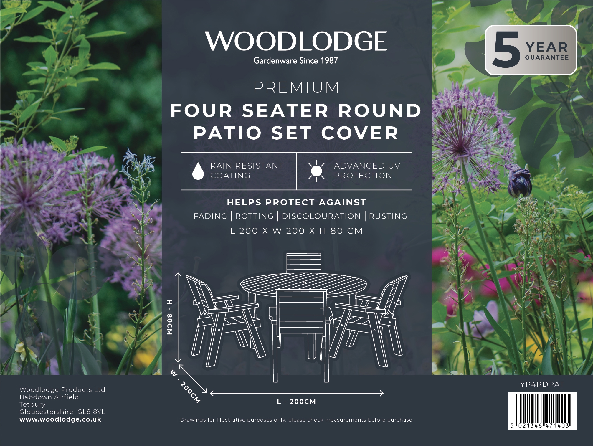 Woodlodge 4 Seater Round Patio Set Cover Stewarts Garden Centre