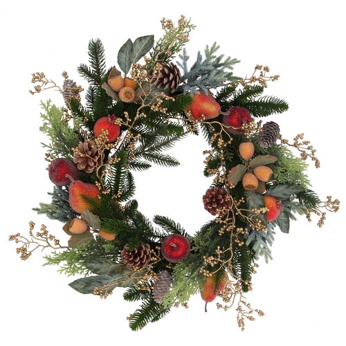 Wreath Beaded Fruit/Fir/Gold Berry