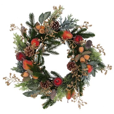 Wreath Beaded Fruit/Fir/Gold Berry