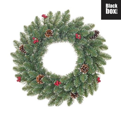 Creston Wreath with Berries Green Frosted 45cm
