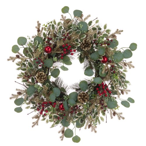 Wreath with Holly, Cones & Baubles
