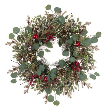 Wreath with Holly, Cones & Baubles