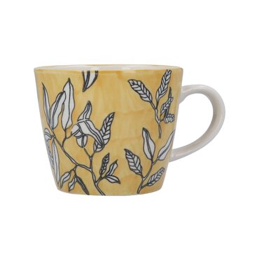 Yellow Leafy Stoneware Mug